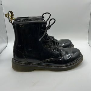 Dr Doc Martens Lace Up Combat Boots Black Leathers Kids Juniors Size 3